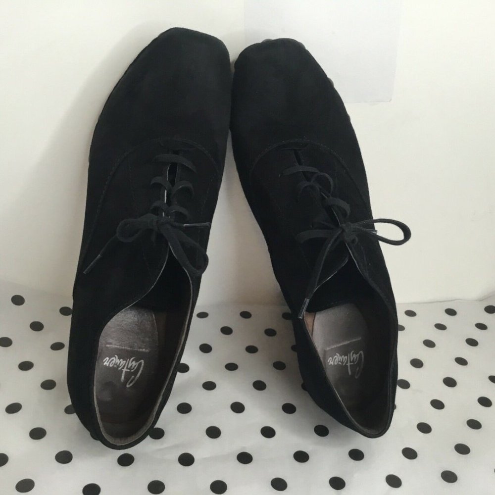 Castaner Womens Black Leather Lace Up Block Heel